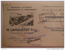 T209 / Facture Fromagerie LANQUETOT Fils à SAINT MARTIN DE BIENFAITE Calvados - Facturas