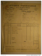 T131 - Facture De La Fromagerie De La Vallée Du Moulin à Vars (Charente) - Fabrication De Camemberts, Beurre, Caséine - Invoices