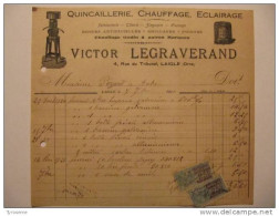 T542 / Facture 1921 Quincaillerie Chauffage Eclairage VICTOR LEGRAVERAND 4 Rue Du Tribunal à LAIGLE - Orne - Fatture