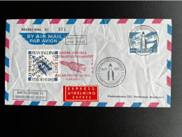 SWEDEN SVERIGE 1964 AIR MAIL LETTER OSKAR FREDRIKSBORG TO VARMDO 16-10-1964 ROCKETMAIL EXPERIMENT - Cartas & Documentos