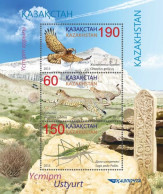 Kazakhstan 2013 Fauna And Nature Of Ustyurt Nature Reservetion Birds Cats Insects Set Of 3 Stamps In Block Mint - Aigles & Rapaces Diurnes