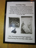 American Civil War 61st Penn Regiment Flag Relic FRAMED - Banderas