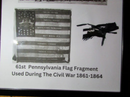 American Civil War 61st Penn Regiment Flag Relic FRAMED - Drapeaux