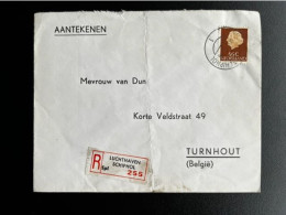 NETHERLANDS 1968 REGISTERED LETTER LUCHTHAVEN SCHIPHOL TO TURNHOUT 04-06-1968 NEDERLAND AANGETEKEND - Covers & Documents