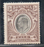 DOMINICA 1903 KING EDWARD VII 5sh MLH - Dominica (...-1978)
