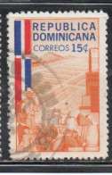 DOMINICAN DOMINACAINE DOMINICANA REPUBLIC 1962 FARM FACTORY AND FLAG 15c USADO USED USATO OBLITERE' - Dominicaine (République)