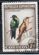 DOMINICAN DOMINACAINE DOMINICANA REPUBLIC 1964 BIRD FAUNA BIRDS HISPANIOLAN EMERALD HUMMINGBIRD ZUMBADOR 2c USED - Dominicaine (République)