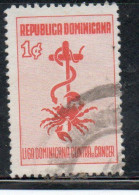 DOMINICAN DOMINACAINE DOMINICANA REPUBLIC 1953 POSTAL TAX STAMPS AGAINST CANCER SWORD SERPENT CRAB 1c USED USATO OBLITER - Dominicaine (République)