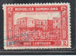 DOMINICAN DOMINACAINE DOMINICANA REPUBLIC 1928 RUINS OF COLUMBUS FORTRESS ALCAZAR DE COLON 2c USED - Dominicaine (République)