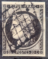 France 1849 N°3 Ob Grille Touché à Gauche  Cote 70€ - 1849-1850 Ceres
