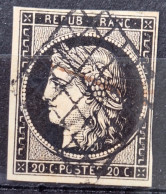 France 1849 N°3 Ob Grille TB  Cote 70€ - 1849-1850 Ceres