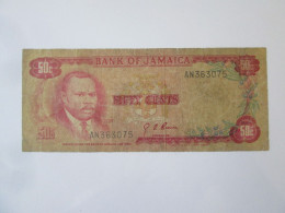 Jamaica 50 Cents 1970 Banknote See Pictures - Jamaica