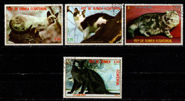 - Chats - 1978 - GUINEE EQUATORIAL -  - Oblitérés - Manque 4e - Chats Domestiques