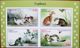 Tajikistan  2021  Fauna  Cats  (Butterflies)  4 V  IMPERFORATRD  MNH - Chats Domestiques