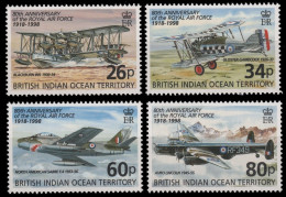 BIOT 1998 - Mi-Nr. 219-222 ** - MNH - Flugzeuge / Airplanes - Territoire Britannique De L'Océan Indien