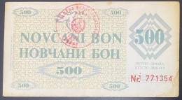 BOSNIA  500 Dinara 1992 VF P7d Hanstamp TESANJ  - Rare - Bosnia And Herzegovina