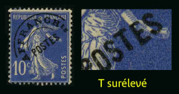 FRANCE - YT PREO 52 C (Type III) - VARIETE T Surélevé - TIMBRE SANS GOMME - Used Stamps