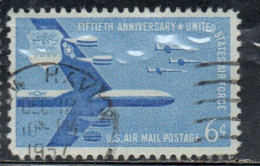 USA STATI UNITI 1957 AIRMAIL AIR MAIL AEREA FORCE 50th ANNIVERSARY STRATOFORTRESS F-104 STARFIGHTERS CENT 6c USED USATO - 2a. 1941-1960 Afgestempeld