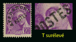 FRANCE - YT PREO 78 B  - VARIETE T Surélevé - TIMBRE SANS GOMME - Used Stamps