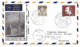 2364q: Erstflug Lufthansa LH298 Düsseldorf- Wien 1967, 10 Jahre Flugverkehr - Storia Postale