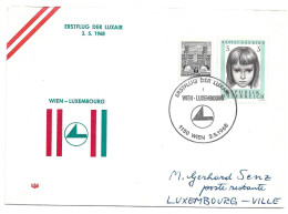 2364t: Erstflug Wien- Luxemburg Der Luxair 1968 - Covers & Documents
