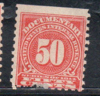 USA STATI UNITI 1914 VARIETY REVENUE STAMPS DOCUMENTARY 50c MNH - Ongebruikt