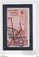 ISOLE  ITALIANE  DELL' EGEO:  1934  CALCIO  -  20 C. ROSSO  BRUNO  US. -  SASS. 75 - General Issues