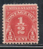 USA STATI UNITI 1917 POSTAGE DUE STAMPS TAXE SEGNATASSE 1/2c MH - Unused Stamps