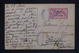 SYRIE - Type Merson Surchargé Sur Carte Postale De Baalbek Pour Haiffa En 1922  - L 147993 - Briefe U. Dokumente