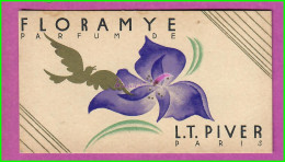 Image Chromo - Calendrier 1932/1933 FLORAMYE Parfumerie Paris L.T PIVER Fleur Lys Mauve Oiseau Doré - Small : 1921-40