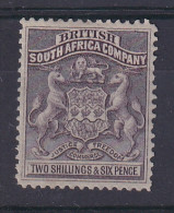 Rhodesia - BSAC: 1892/93   Arms    SG6     2/6d   Grey-purple    MH - Sonstige & Ohne Zuordnung