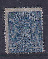 Rhodesia - BSAC: 1892/93   Arms    SG      6d    Deep Blue    MH    - Andere & Zonder Classificatie