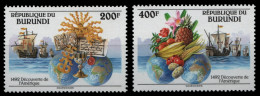 Burundi 1992 - Mi-Nr. 1756-1757 ** - MNH - Schiffe / Ships - Columbus - Unused Stamps