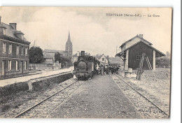 CPA 76 Yerville La Gare Train Tramway  - Yerville