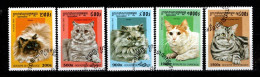 - Chats - CAMBODGE - 1997 - N°1428 / 33 - Oblitérés - Manque 1433 - Chats Domestiques