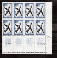 France PA  40 Trace De Pli Bloc De 8 Coin Daté 12 11 62 Neuf **  MNH Sin Charnela - Airmail