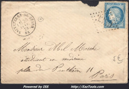 FRANCE N°60A SUR LETTRE GC 3330 SAUVETERRE DE BEARN BASSES PYR + CAD 20/01/1874 - 1871-1875 Cérès