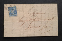 France. N°90 Sur Lettre Convoyeur LYON A MARSEILLE(J) - 1876-1878 Sage (Type I)