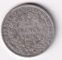 France 2 Francs Cérès 1871A - Argent - TTB - 1870-1871 Regering Van Nationale Verdediging