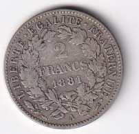 France 2 Francs Cérès 1881A - Argent - TB - 2 Francs