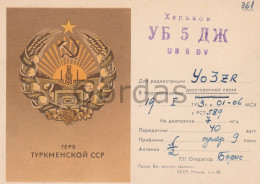 Turkmenistan - Russia - Heraldry - Communist Propaganda - USSR - QSL Card - Turkmenistan