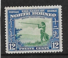 NORTH BORNEO 1939 12c GREEN AND ROYAL BLUE SG 310 MOUNTED MINT Cat £50 - North Borneo (...-1963)