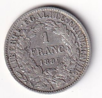France 1 Franc Cérès 1887A - Argent - TB - 1 Franc