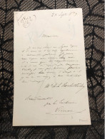 Autographe Du Député De La Vienne Emmanuel De Thibaut De Noblet, Marquis De La Rochethulon 1873 - Politisch Und Militärisch