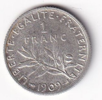 France 1 Franc Semeuse 1909 - Argent - TTB - 1 Franc