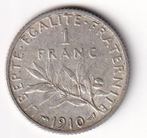 France 1 Franc Semeuse 1910 - Argent - TTB - 1 Franc