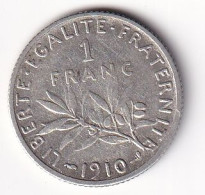 France 1 Franc Semeuse 1910 - Argent - TTB - 1 Franc