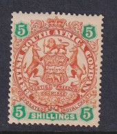 Rhodesia - BSAC: 1896/97   Arms    SG49  5/-   [Die II - No Dot]     MH - Altri & Non Classificati