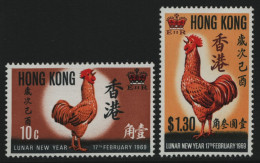 Hongkong 1969 - Mi-Nr. 242-243 ** - MNH - Jahr Des Hahnes (I) - Unused Stamps