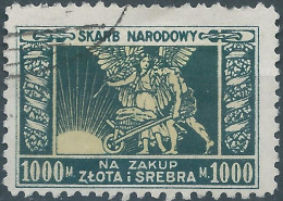 POLONIA-POLAND-POLSKA,1920 Revenue Stamp SKARB NARODOWY NA ZAKUP ZLOTA I SREBRA-NATIONAL TREASURE,1000M,Obliterated - Revenue Stamps